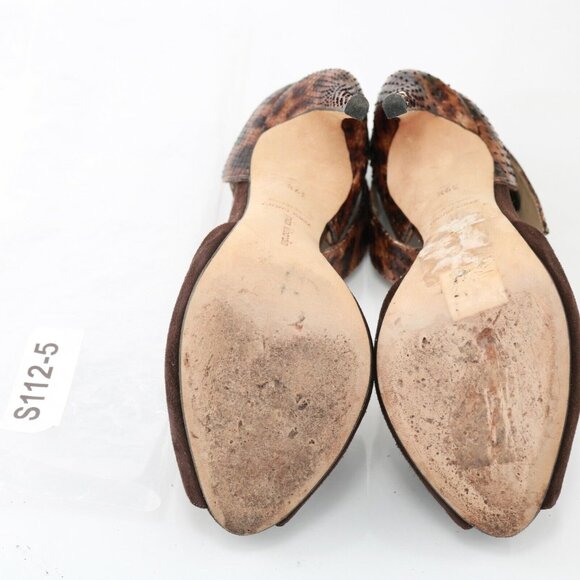 Max Kibardin Women Iruwa Sandal Size 8.5 Brown Leopard Ankle Strap Sculpted Heel - Picture 8 of 12